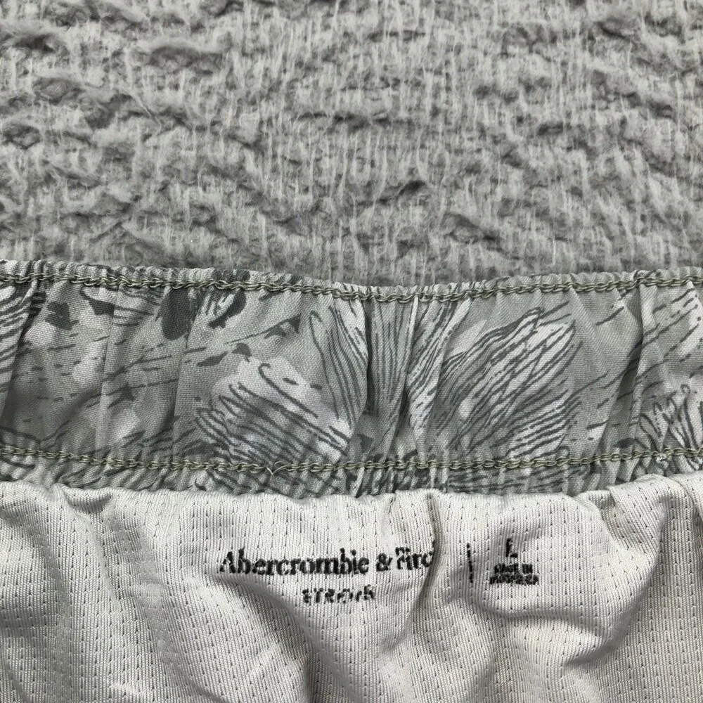 Abercrombie & Fitch Swim Trunks Mens Large Gray Floral Elastic Waist Back Pocket